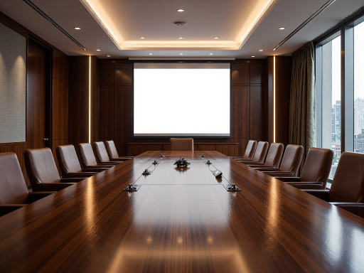 重庆董事会会议室，高档红木家具，圆形会议桌，商务氛围浓厚